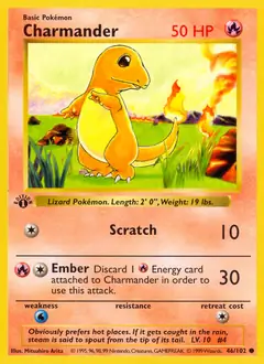 Charmander Pokemon card from Base Set 1st Edition
