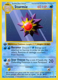 Starmie Pokemon card from Base Set 1st Edition