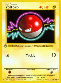 Voltorb Pokemon card from Base Set 1st Edition