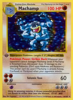 Machamp Holo Pokemon card from Base Set 1st Edition