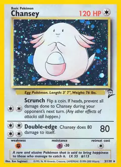 Chansey Holo Pokemon card from Base Set 2