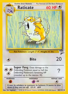 Raticate Pokemon card from Base Set 2
