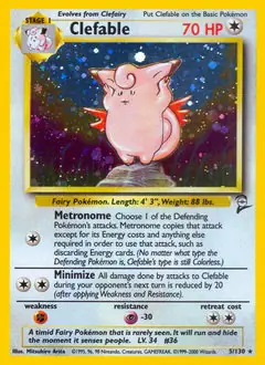 Clefable Holo Pokemon card from Base Set 2