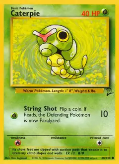 Caterpie Pokemon card from Base Set 2