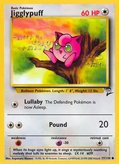 Jigglypuff Pokemon card from Base Set 2