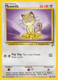 Meowth Pokemon card from Base Set 2