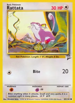 Rattata Pokemon card from Base Set 2