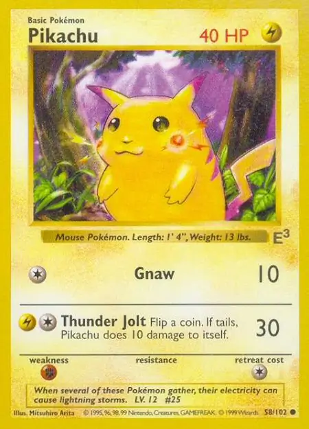 Pikachu Red Cheeks Pokemon card from Base Set Shadowless