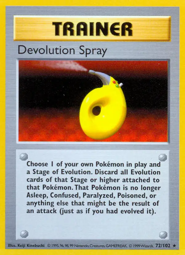 Devolution Spray Pokemon card from Base Set Shadowless