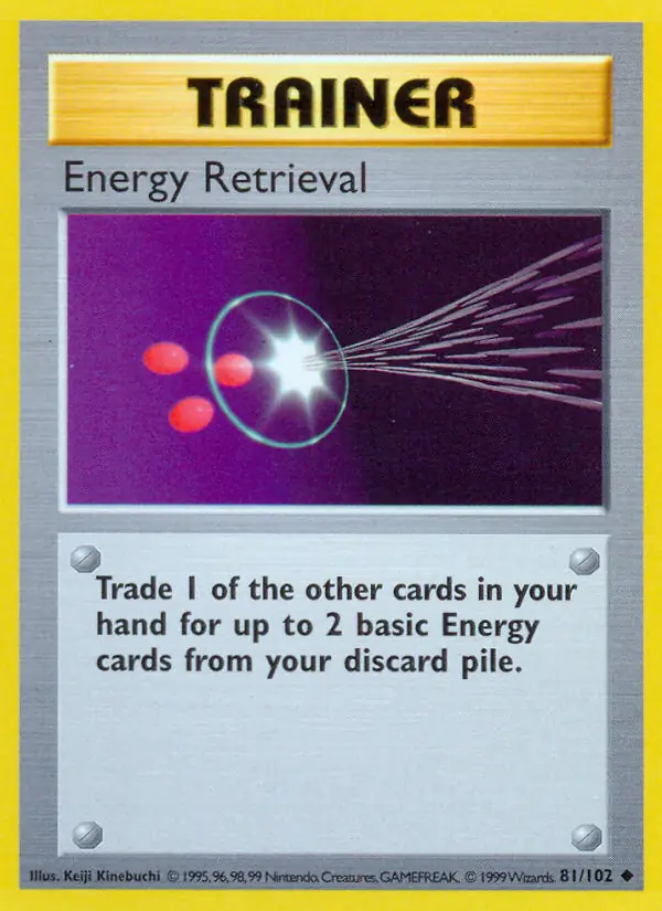 Energy Retrieval Pokemon card from Base Set Shadowless