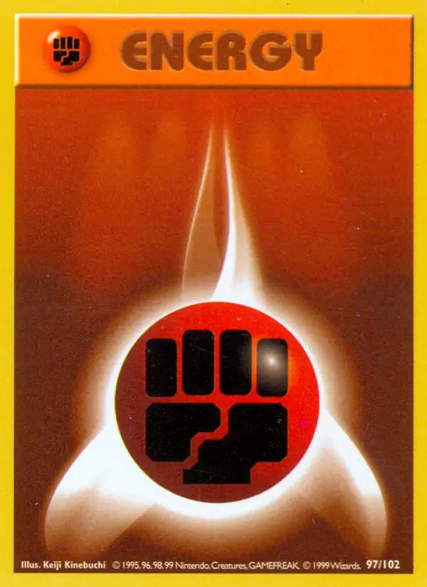 Fighting Energy Pokemon card from Base Set Shadowless