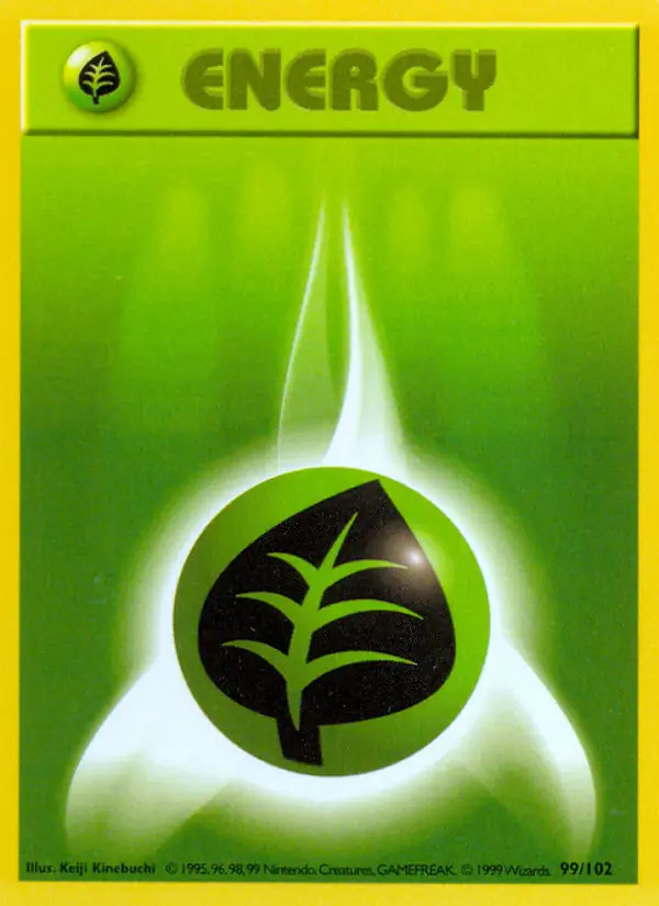 Grass Energy Pokemon card from Base Set Shadowless