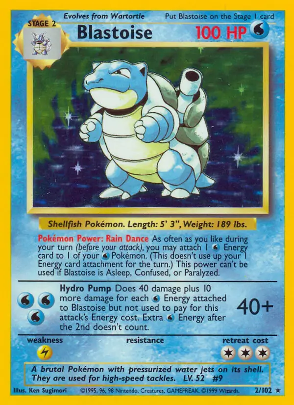 Blastoise Holo Pokemon card from Base Set Unlimited
