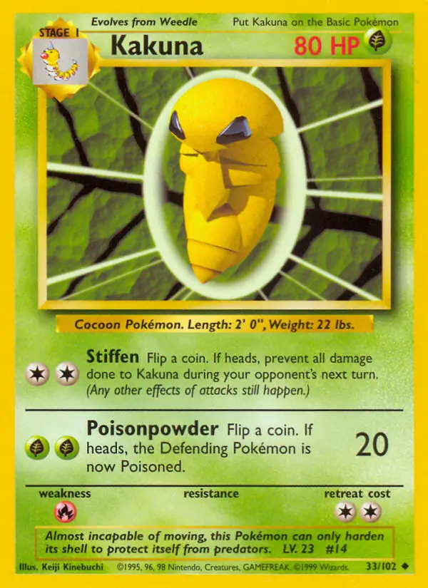 Kakuna Pokemon card from Base Set Unlimited