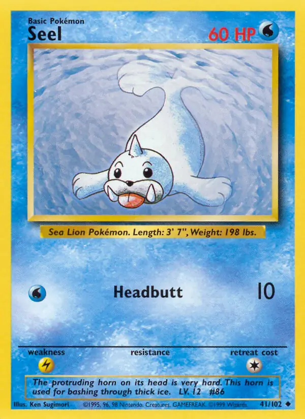 Seel Pokemon card from Base Set Unlimited