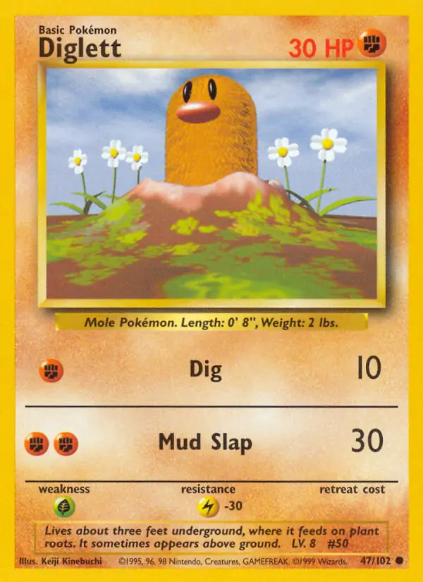 Diglett Pokemon card from Base Set Unlimited