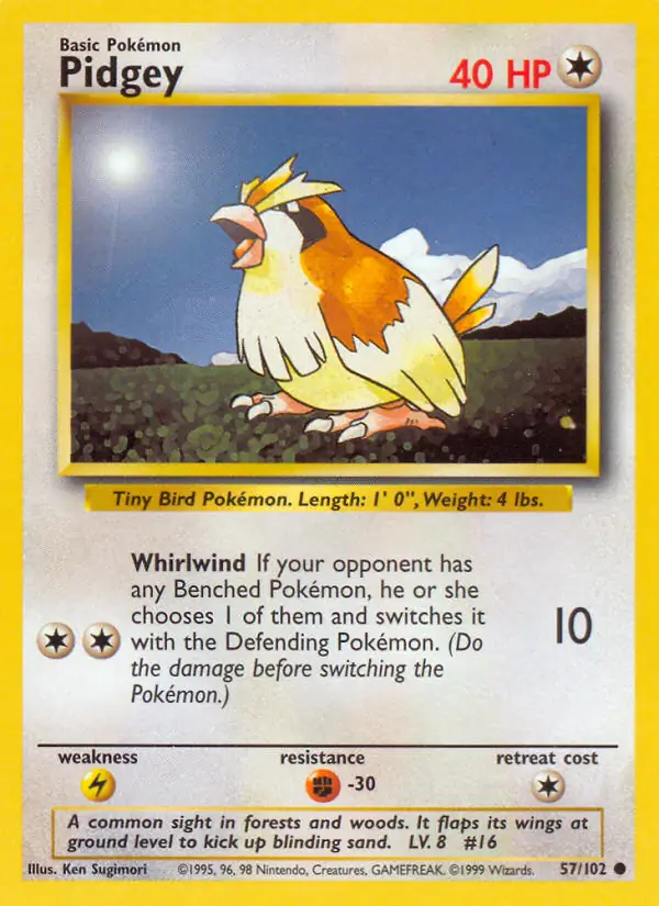 Pidgey Pokemon card from Base Set Unlimited