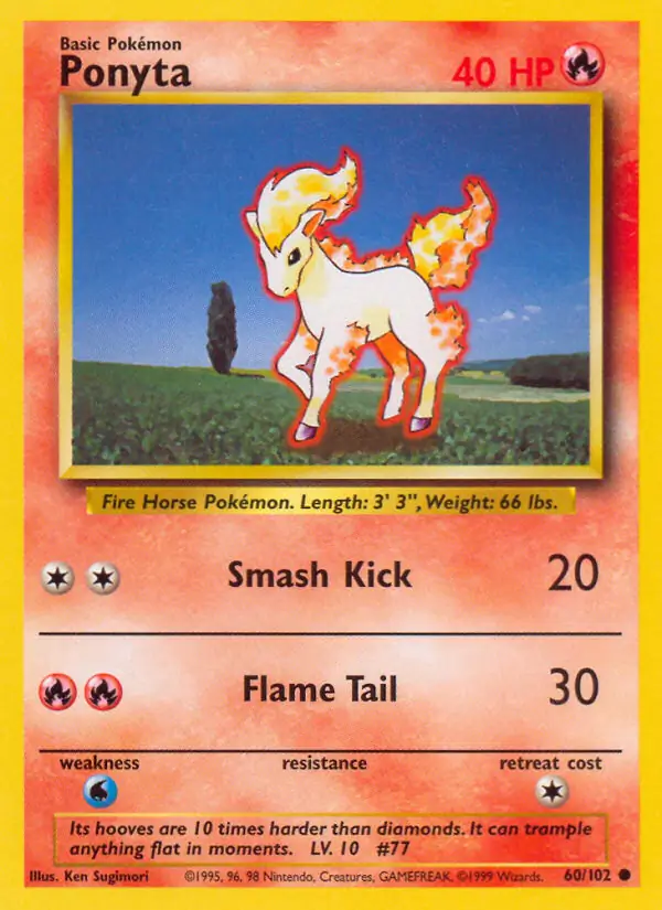 Ponyta Pokemon card from Base Set Unlimited