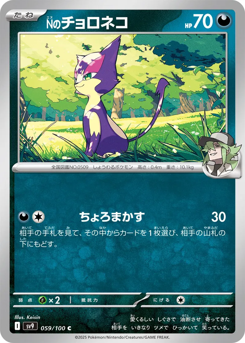N's Purrloin Pokemon card from Battle Partners