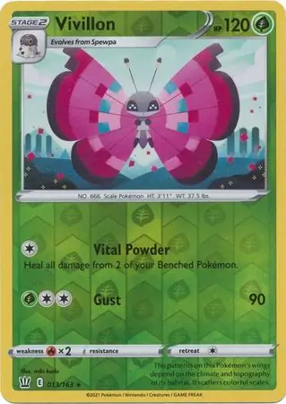 Vivillon Reverse Holo Pokemon card from Battle Styles