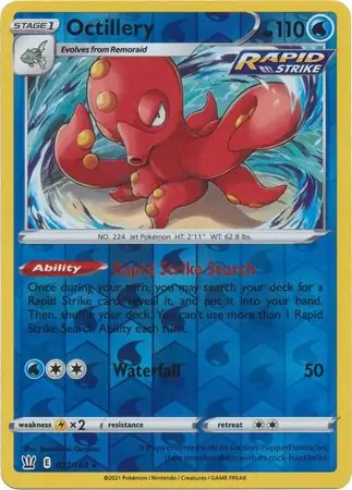 Octillery Reverse Holo Pokemon card from Battle Styles