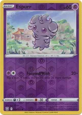 Espurr Reverse Holo Pokemon card from Battle Styles