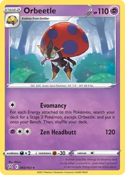 Orbeetle Pokemon card from Battle Styles