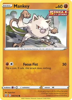 Mankey Pokemon card from Battle Styles