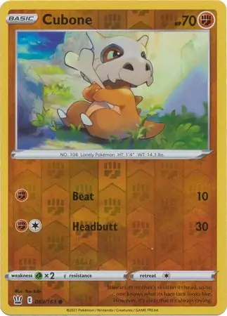 Cubone Reverse Holo Pokemon card from Battle Styles
