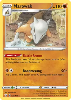 Marowak Pokemon card from Battle Styles