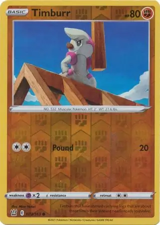 Timburr Reverse Holo Pokemon card from Battle Styles