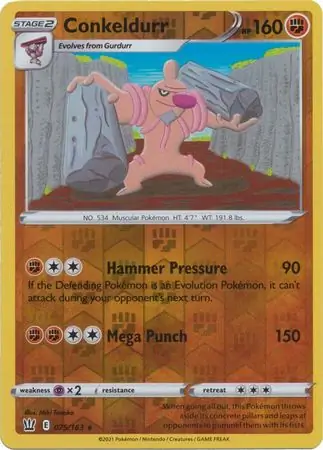Conkeldurr Reverse Holo Pokemon card from Battle Styles