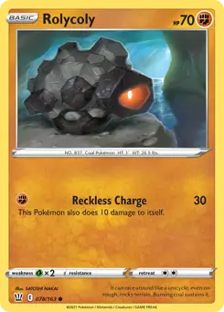 Rolycoly Pokemon card from Battle Styles