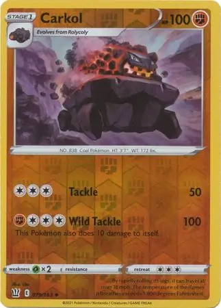 Carkol Reverse Holo Pokemon card from Battle Styles