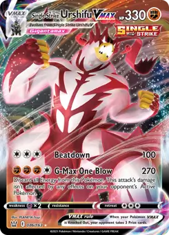 Single Strike Urshifu VMAX Pokemon card from Battle Styles