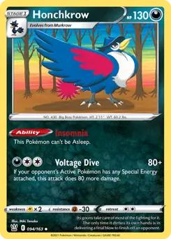Honchkrow Pokemon card from Battle Styles