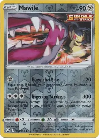 Mawile Reverse Holo Pokemon card from Battle Styles