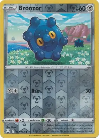 Bronzor Reverse Holo Pokemon card from Battle Styles