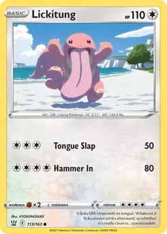Lickitung Pokemon card from Battle Styles