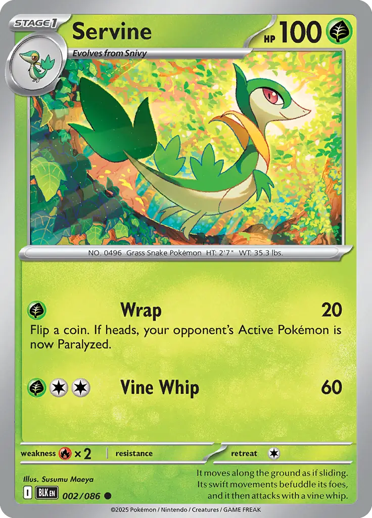 Servine Pokemon card from Black Bolt