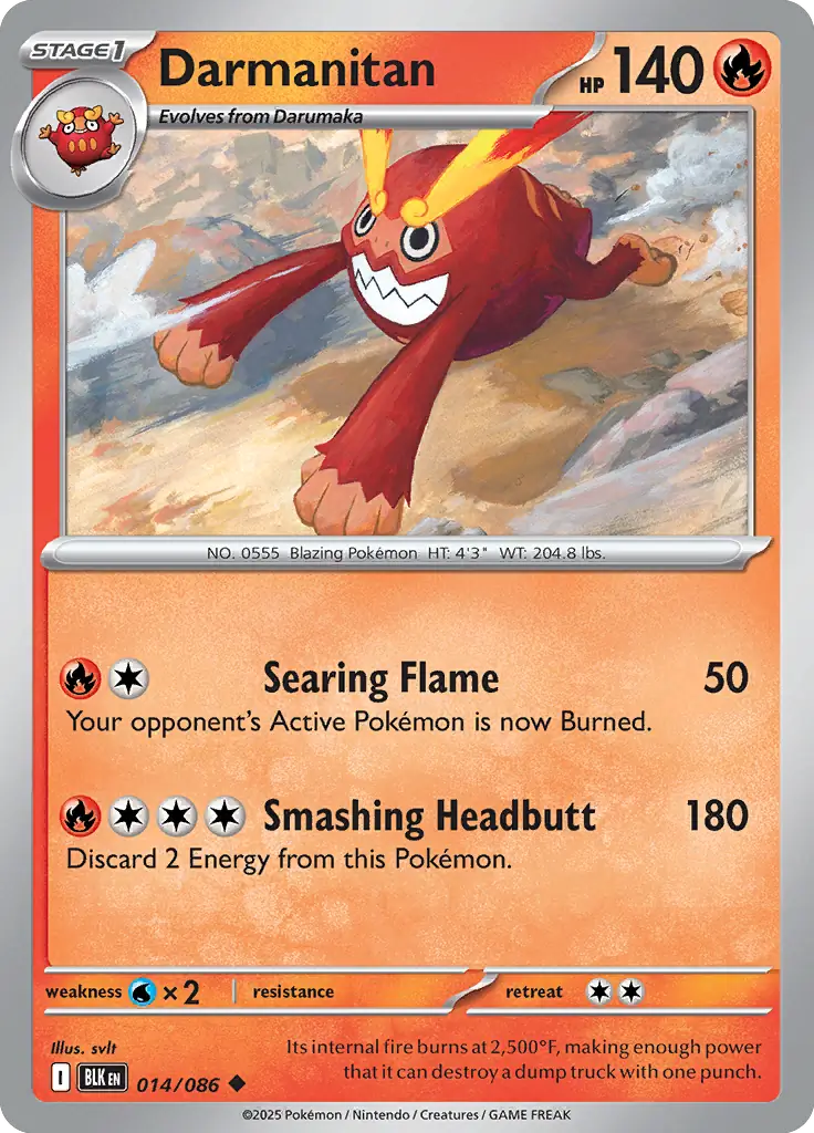 Darmanitan Pokemon card from Black Bolt