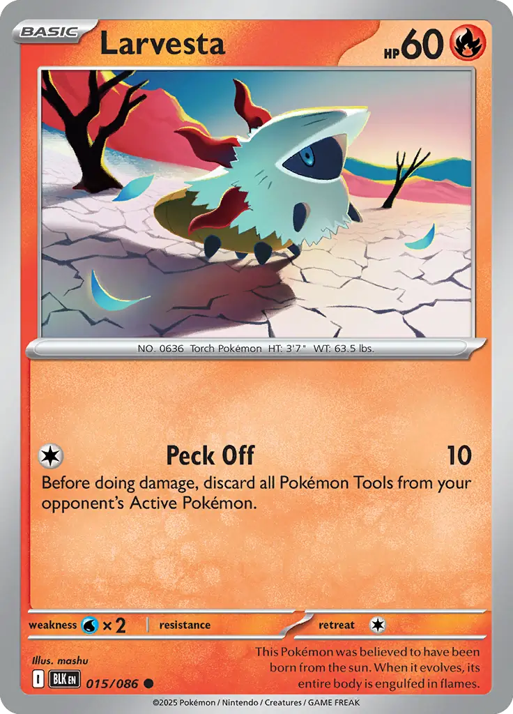 Larvesta Pokemon card from Black Bolt