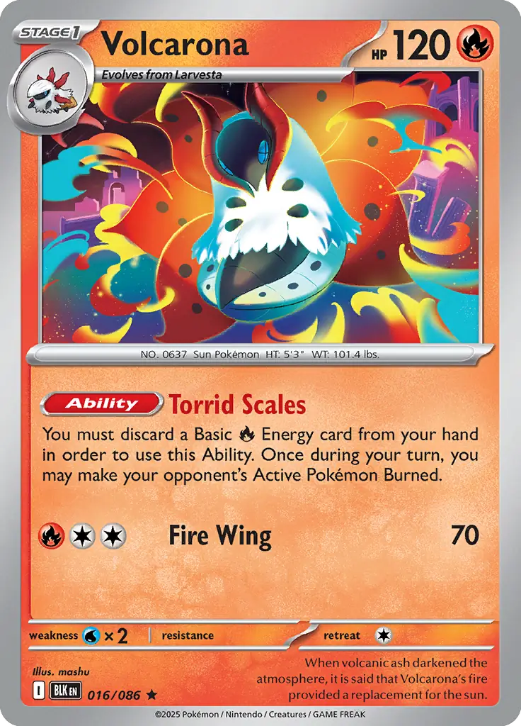 Volcarona Pokemon card from Black Bolt
