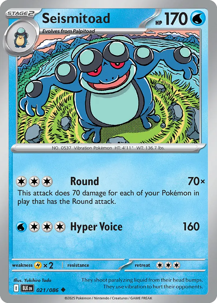 Seismitoad Pokemon card from Black Bolt