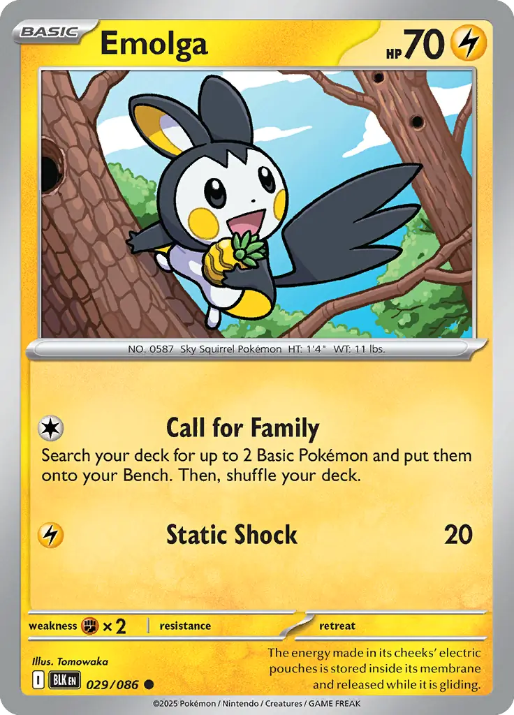 Emolga Pokemon card from Black Bolt