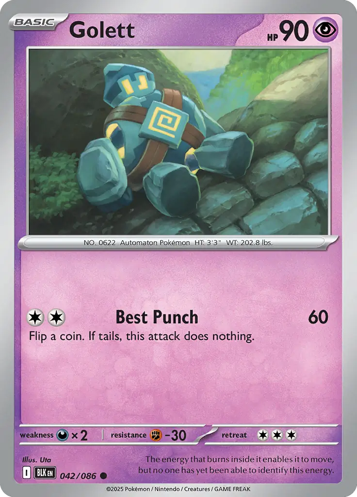 Golett Pokemon card from Black Bolt