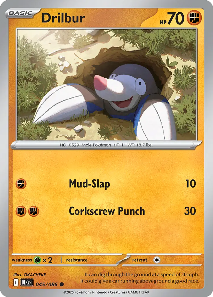 Drilbur Pokemon card from Black Bolt