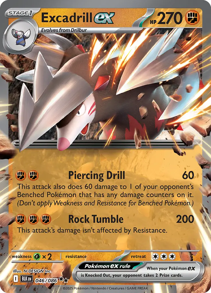 Excadrill ex Pokemon card from Black Bolt