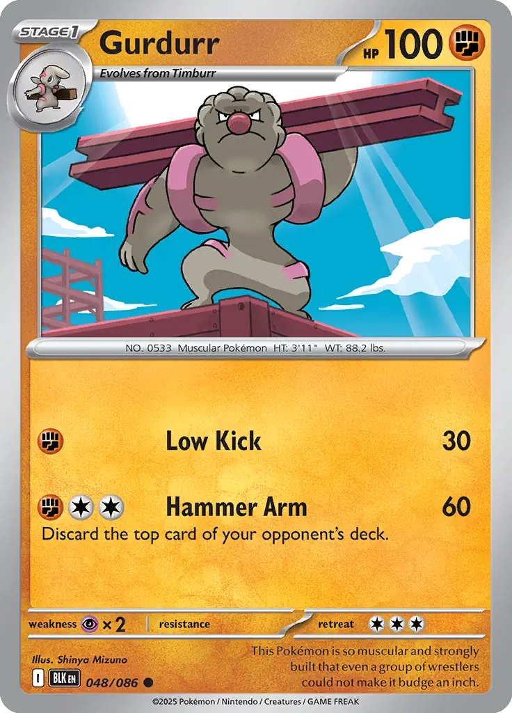 Gurdurr Pokemon card from Black Bolt