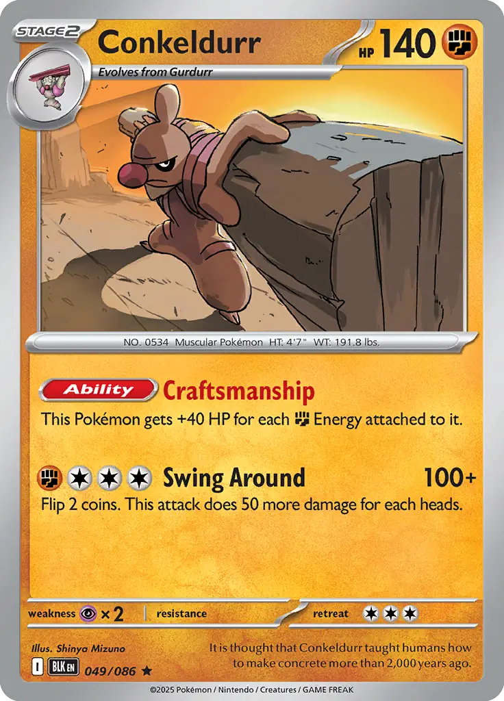 Conkeldurr Pokemon card from Black Bolt